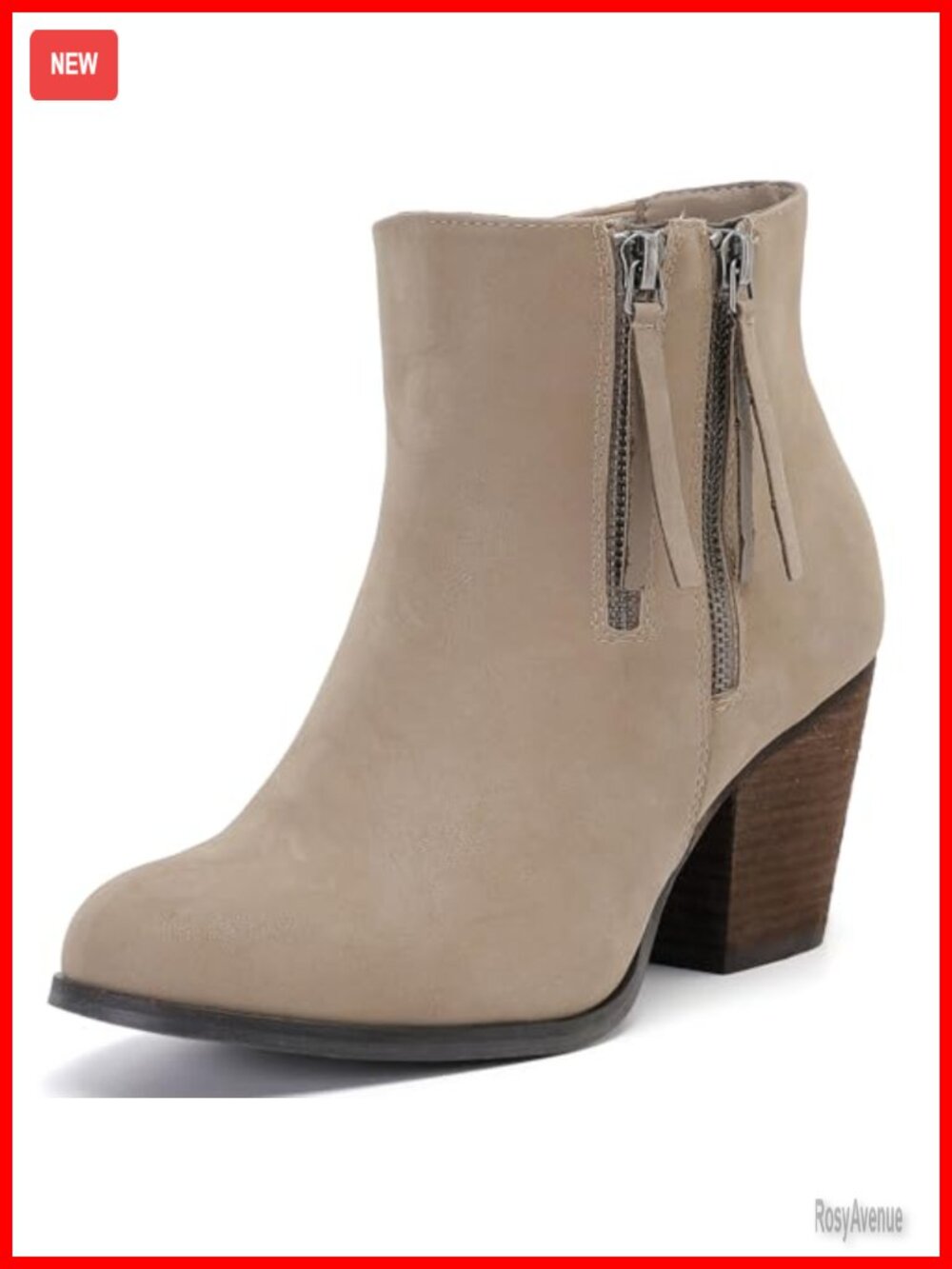 Wide Width Ankle Boots, Chunky Heel Side Zipper Short Booties